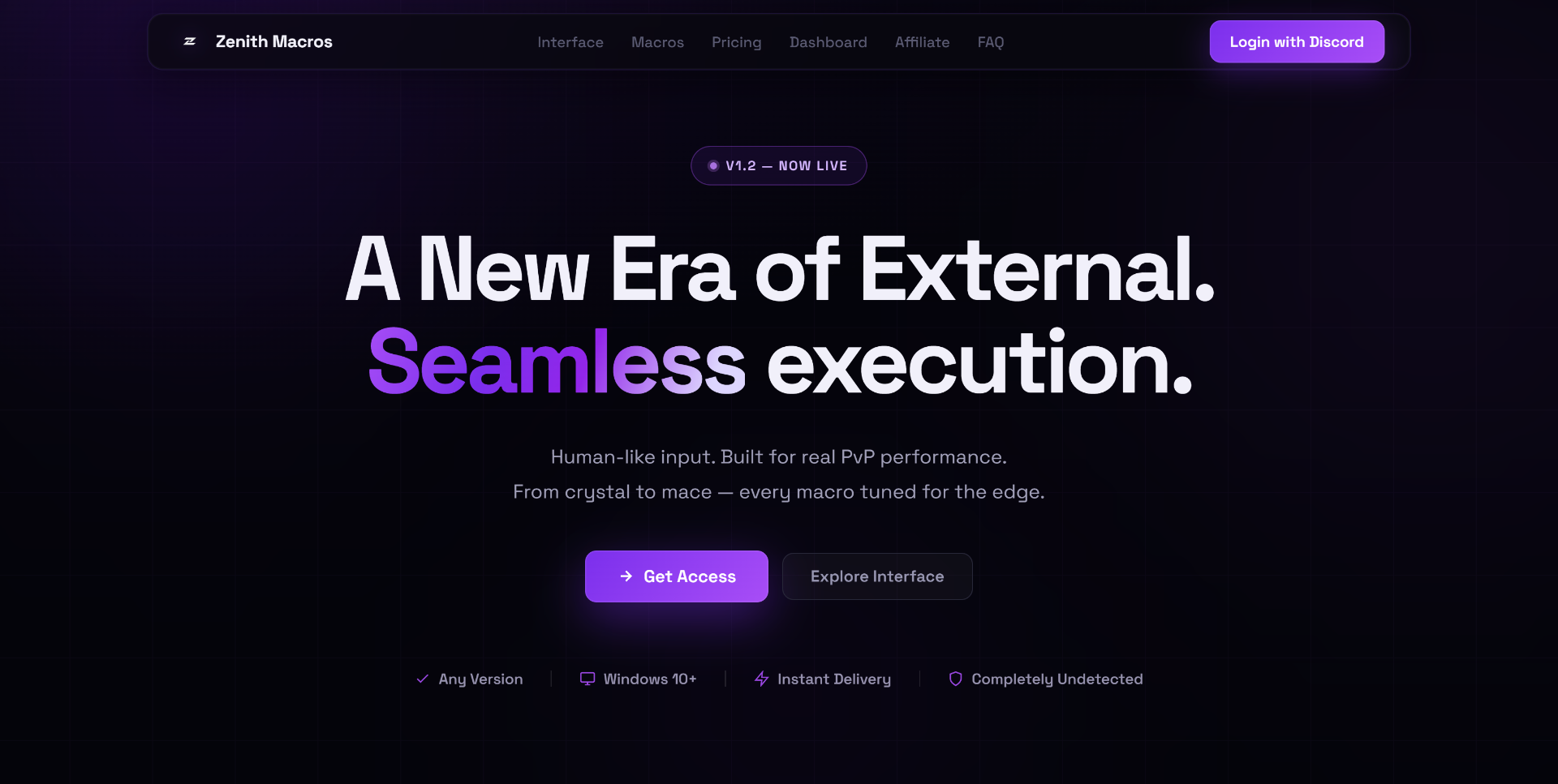 Zenith Macros — live website preview